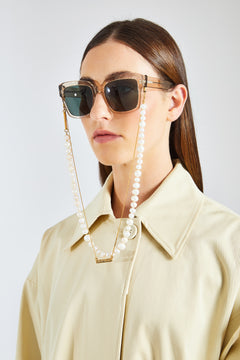 ROUND-FRAME SUNGLASSES WITH PEARLY PRINCESS CHAIN –